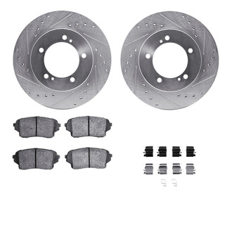 R1 Concepts® - eLINE Series Drilled and Slotted Front Brake Kit with Ceramic Pads