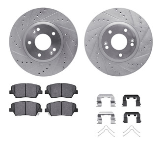 R1 Concepts® - eLINE Series Drilled and Slotted Front Brake Kit with Ceramic Pads