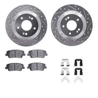 R1 Concepts® - eLINE Series Drilled and Slotted Rear Brake Kit with Ceramic Pads