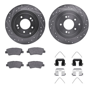 R1 Concepts® - eLINE Series Drilled and Slotted Rear Brake Kit with Ceramic Pads