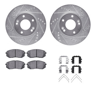 R1 Concepts® - eLINE Series Drilled and Slotted Front Brake Kit with Ceramic Pads