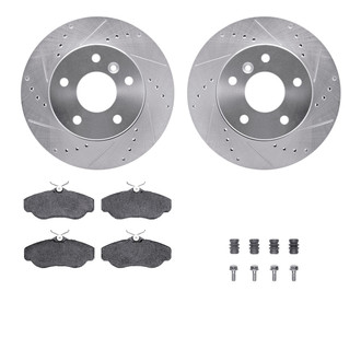 R1 Concepts® - eLINE Series Drilled and Slotted Front Brake Kit with Ceramic Pads