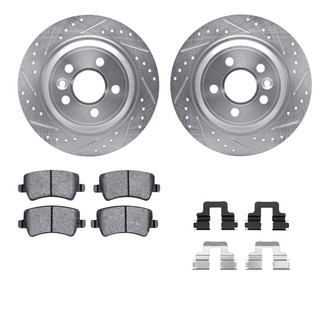 R1 Concepts® - eLINE Series Drilled and Slotted Rear Brake Kit with Ceramic Pads