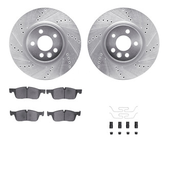 R1 Concepts® - eLINE Series Drilled and Slotted Front Brake Kit with Ceramic Pads