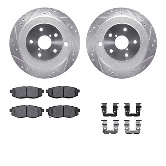 R1 Concepts® - eLINE Series Drilled and Slotted Rear Brake Kit with Ceramic Pads