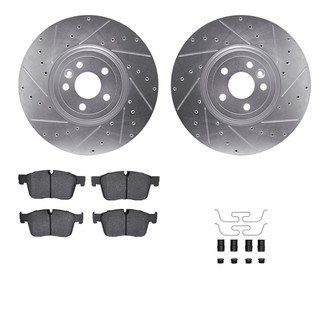 R1 Concepts® - eLINE Series Drilled and Slotted Front Brake Kit with Ceramic Pads