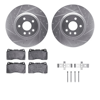 R1 Concepts® - eLINE Series Drilled and Slotted Front Brake Kit with Ceramic Pads