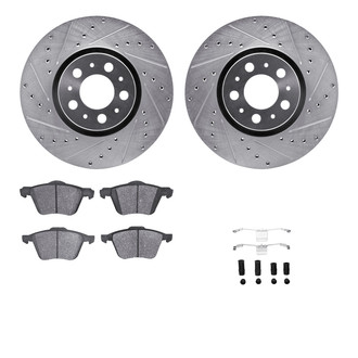 R1 Concepts® - eLINE Series Drilled and Slotted Front Brake Kit with Ceramic Pads