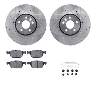 R1 Concepts® - eLINE Series Drilled and Slotted Front Brake Kit with Ceramic Pads