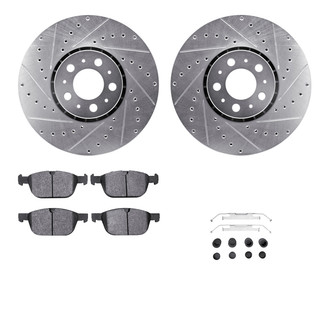 R1 Concepts® - eLINE Series Drilled and Slotted Front Brake Kit with Ceramic Pads