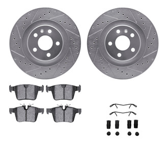 R1 Concepts® - eLINE Series Drilled and Slotted Rear Brake Kit with Ceramic Pads