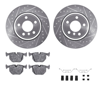 R1 Concepts® - eLINE Series Drilled and Slotted Rear Brake Kit with Ceramic Pads