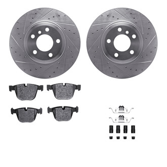 R1 Concepts® - eLINE Series Drilled and Slotted Rear Brake Kit with Ceramic Pads