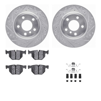 R1 Concepts® - eLINE Series Drilled and Slotted Rear Brake Kit with Ceramic Pads