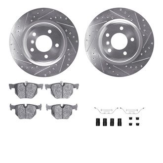 R1 Concepts® - eLINE Series Drilled and Slotted Rear Brake Kit with Ceramic Pads
