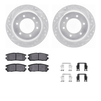 R1 Concepts® - eLINE Series Drilled and Slotted Rear Brake Kit with Ceramic Pads