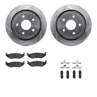 R1 Concepts® - eLINE Series Drilled and Slotted Rear Brake Kit with Ceramic Pads
