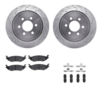 R1 Concepts® - eLINE Series Drilled and Slotted Rear Brake Kit with Ceramic Pads
