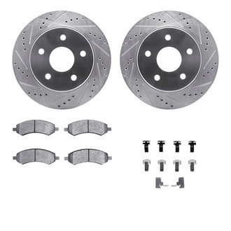R1 Concepts® - eLINE Series Drilled and Slotted Front Brake Kit with Ceramic Pads