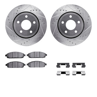 R1 Concepts® - eLINE Series Drilled and Slotted Front Brake Kit with Ceramic Pads