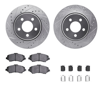 R1 Concepts® - eLINE Series Drilled and Slotted Front Brake Kit with Ceramic Pads