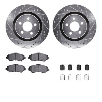 R1 Concepts® - eLINE Series Drilled and Slotted Front Brake Kit with Ceramic Pads