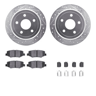R1 Concepts® - eLINE Series Drilled and Slotted Rear Brake Kit with Ceramic Pads