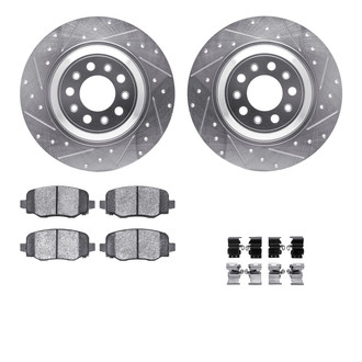 R1 Concepts® - eLINE Series Drilled and Slotted Rear Brake Kit with Ceramic Pads