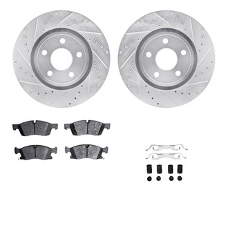 R1 Concepts® - eLINE Series Drilled and Slotted Front Brake Kit with Ceramic Pads