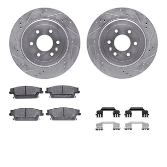 R1 Concepts® - eLINE Series Drilled and Slotted Rear Brake Kit with Ceramic Pads