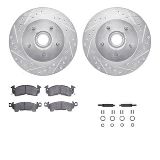 R1 Concepts® - eLINE Series Drilled and Slotted Front Brake Kit with Ceramic Pads
