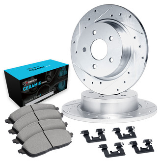 R1 Concepts® - eLINE Series Drilled and Slotted Front Brake Kit with Ceramic Pads
