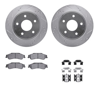 R1 Concepts® - eLINE Series Drilled and Slotted Rear Brake Kit with Ceramic Pads