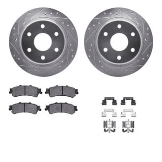 R1 Concepts® - eLINE Series Drilled and Slotted Rear Brake Kit with Ceramic Pads