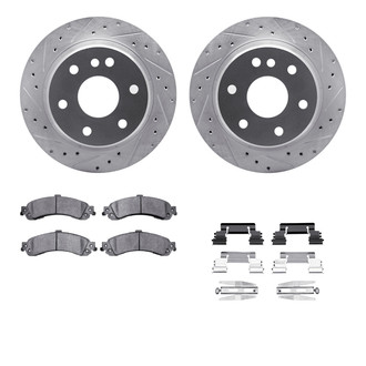 R1 Concepts® - eLINE Series Drilled and Slotted Rear Brake Kit with Ceramic Pads