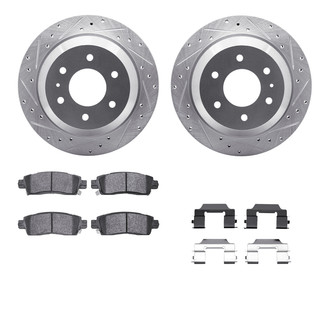 R1 Concepts® - eLINE Series Drilled and Slotted Rear Brake Kit with Ceramic Pads