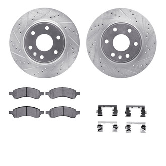 R1 Concepts® - eLINE Series Drilled and Slotted Front Brake Kit with Ceramic Pads