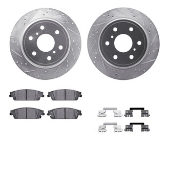 R1 Concepts® - eLINE Series Drilled and Slotted Rear Brake Kit with Ceramic Pads