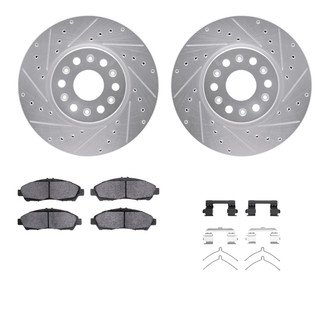 R1 Concepts® - eLINE Series Drilled and Slotted Front Brake Kit with Ceramic Pads