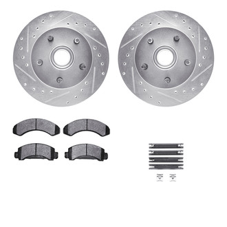 R1 Concepts® - eLINE Series Drilled and Slotted Front Brake Kit with Ceramic Pads