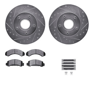 R1 Concepts® - eLINE Series Drilled and Slotted Front Brake Kit with Ceramic Pads