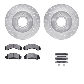 R1 Concepts® - eLINE Series Drilled and Slotted Front Brake Kit with Ceramic Pads