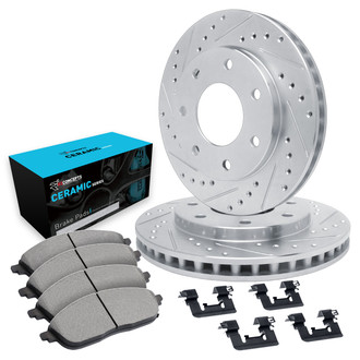 R1 Concepts® - eLINE Series Drilled and Slotted Front Brake Kit with Ceramic Pads