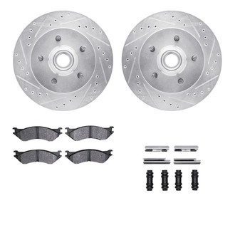 R1 Concepts® - eLINE Series Drilled and Slotted Front Brake Kit with Ceramic Pads