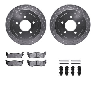 R1 Concepts® - eLINE Series Drilled and Slotted Rear Brake Kit with Ceramic Pads