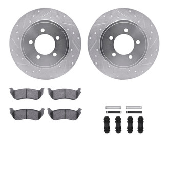 R1 Concepts® - eLINE Series Drilled and Slotted Rear Brake Kit with Ceramic Pads