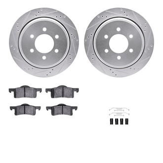 R1 Concepts® - eLINE Series Drilled and Slotted Rear Brake Kit with Ceramic Pads