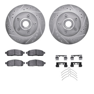 R1 Concepts® - eLINE Series Drilled and Slotted Front Brake Kit with Ceramic Pads