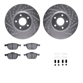 R1 Concepts® - eLINE Series Drilled and Slotted Front Brake Kit with Ceramic Pads