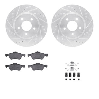 R1 Concepts® - eLINE Series Drilled and Slotted Front Brake Kit with Ceramic Pads